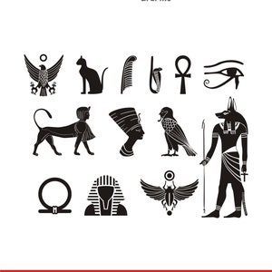 Ancient Egypt SVG Bundle, Egyptian Symbols Clipart, Pharaoh Vector Pack, Pyramid Silhouettes, Anubis Eye of Horus, PDF PNG Dxf Eps