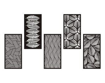 Bundle d'art mural découpé au laser feuille, fichiers DXF de panneau botanique, décor moderne motif Pdf Png Eps, CNC et téléchargement de fichier de coupe Cricut
