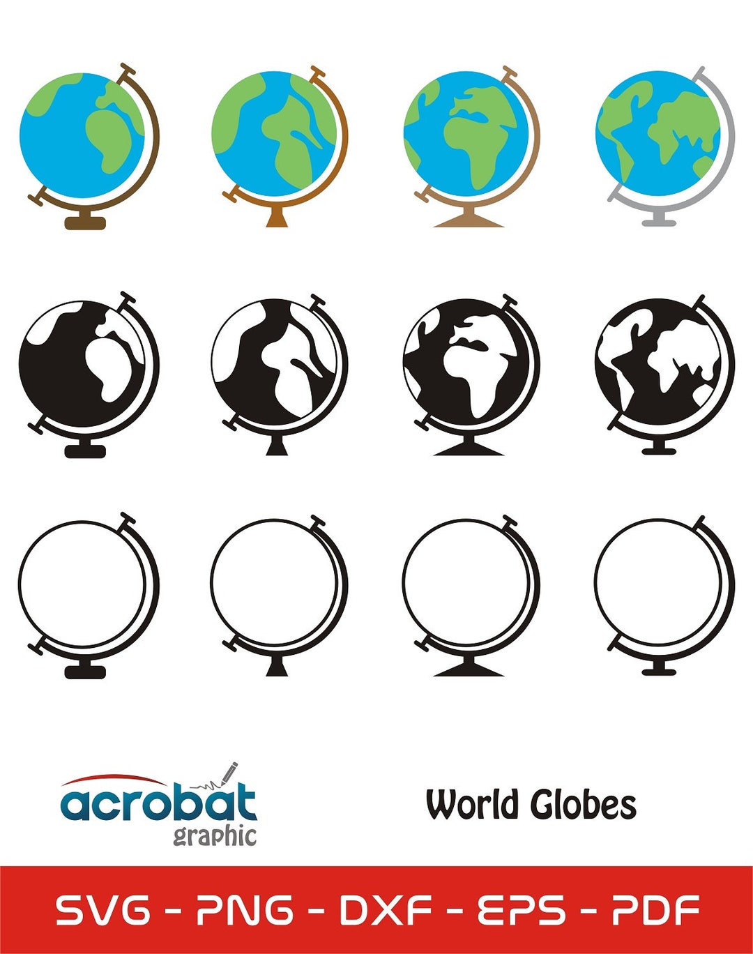 Earth Globe SVG Set, Classroom Map Decor (digital) - Etsy