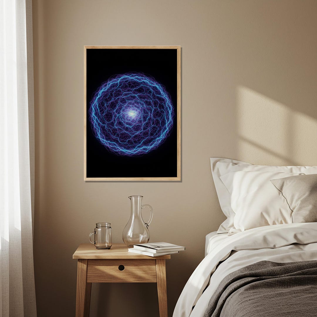 Energy Wall Graphics Blue Energy Circle Wall Art | Futuristic Lightning Abstract Poster ...