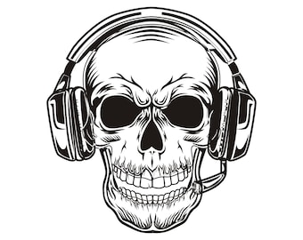 Gamer Skull with Headset SVG, Cricut, Laser Cut Design (Digital Files)