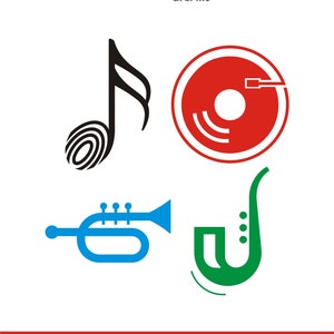 Jazz Music Instrument SVG Bundle: Saxophone, Trumpet, Record Player (Digital Files)