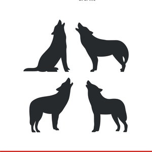 Howling Wolf SVG Pack, Wild Wolf Silhouettes for Cricut, Laser Cut Vector, Forest Animal Clipart, Png Pdf Dxf Eps Files