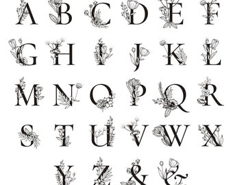 Floral Monogram Font SVG: Botanical Alphabet Letters for Cricut (Digital Download)