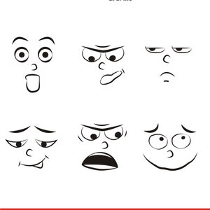 Cartoon Face SVG Bundle: Funny Emotion Clipart for Cricut (Digital Download
