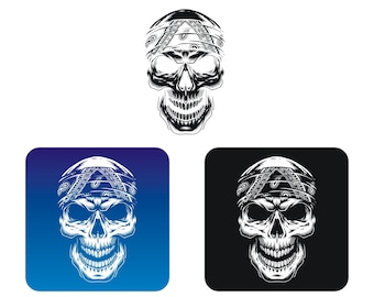 Arte vectorial de calavera con bandana: Clipart de gánster para Cricut (descarga digital)