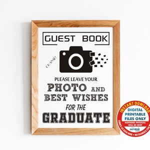 Selfie de la fiesta de graduación, por favor deje la foto, los mejores deseos para el graduado, pantalla de fotos del libro de visitas, letrero IMPRIMIBLE de 8x10 "y 16x20"