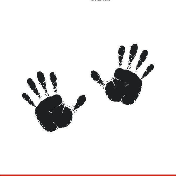 Dibujo de huella de mano de bebé, Monograma de huella de mano de bebé, Huellas de manos de bebé, Archivo de corte láser, Monogramas de mano, Archivo de corte vectorial, Pdf, Svg, Eps, Dxf