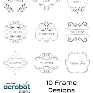 10 Ornate Frame SVG Bundle, Vintage Decorative Frames for Cricut, Monogram Cut Files, Elegant Vector Borders, PNG PDF Dxf Eps