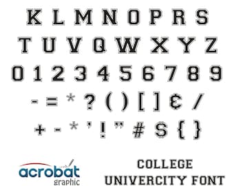 Fuente universitaria SVG: Vector del alfabeto de letras universitarias (Descarga digital, archivo de corte)