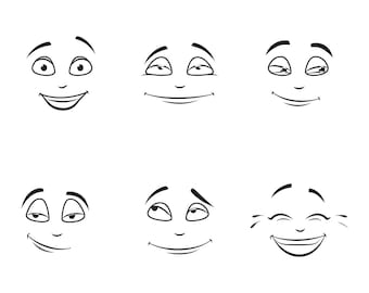 Happy Face Clipart SVG Set: Cartoon Smile Expressions (Digital Download)