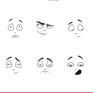 Funny Face Expression SVG, Cartoon Facial Clipart Pack, Mood Faces Bundle PNG PDF Dxf Eps, Vector Laser Cut for Cricut