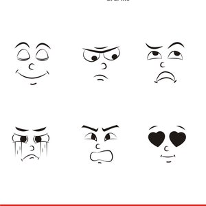 Cartoon Facial Expressions SVG Bundle: Funny Face Clipart (Digital Download