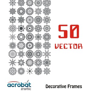 Geometric Mandala SVG Set, 50 Round Pattern Cut Files, Decorative Circle Clipart for Cricut, Laser Vector PNG, Svg Dxf Eps Pdf