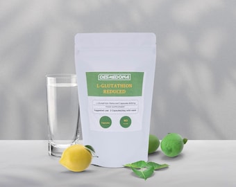 Cápsulas vegetales de L-glutatión reducido de 600 mg, dosis alta, potencia y calidad.