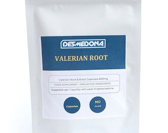 Extracto de raíz de valeriana 6000 mg/día Cápsulas vegetales -SIN RELLENOS (Valeriana officinalis), Cápsulas veganas HPMC, alta resistencia y calidad