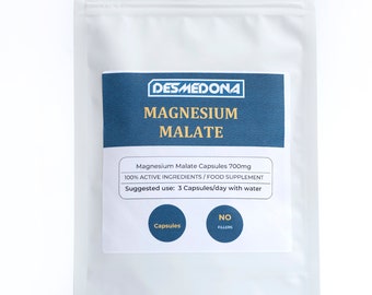 Magnesium Malate Capsules 700mg , HPMC Vegan Capsules, Multi Listing, EU Seller, Letterbox Friendly