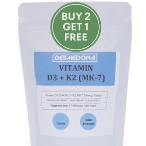 Vitamin D3 20000IU K2-MK7 200mcg Tablets, Vitamin D3 K2-MK7, High Strength & Quality, Multi-Listing /