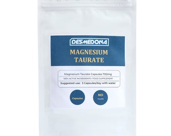 Magnesium Taurate Capsules 700mg, HPMC Vegan Capsules, Multi Listing, EU Seller, Letterbox Friendly