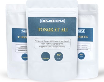 3 Pack - Tongkat Ali 500mg Extract 200:1, Fadogia Agrestis 600mg 20 to 1, Turkesterone 700mg 20 to 1, High Strength and Quality