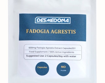 Fadogia Agrestis Cápsulas 600 mg, Extracto 20:1, 24000 mg diarios, Cápsulas veganas de HPMC, Alta resistencia y calidad, Listado múltiple, Vendedor de la UE