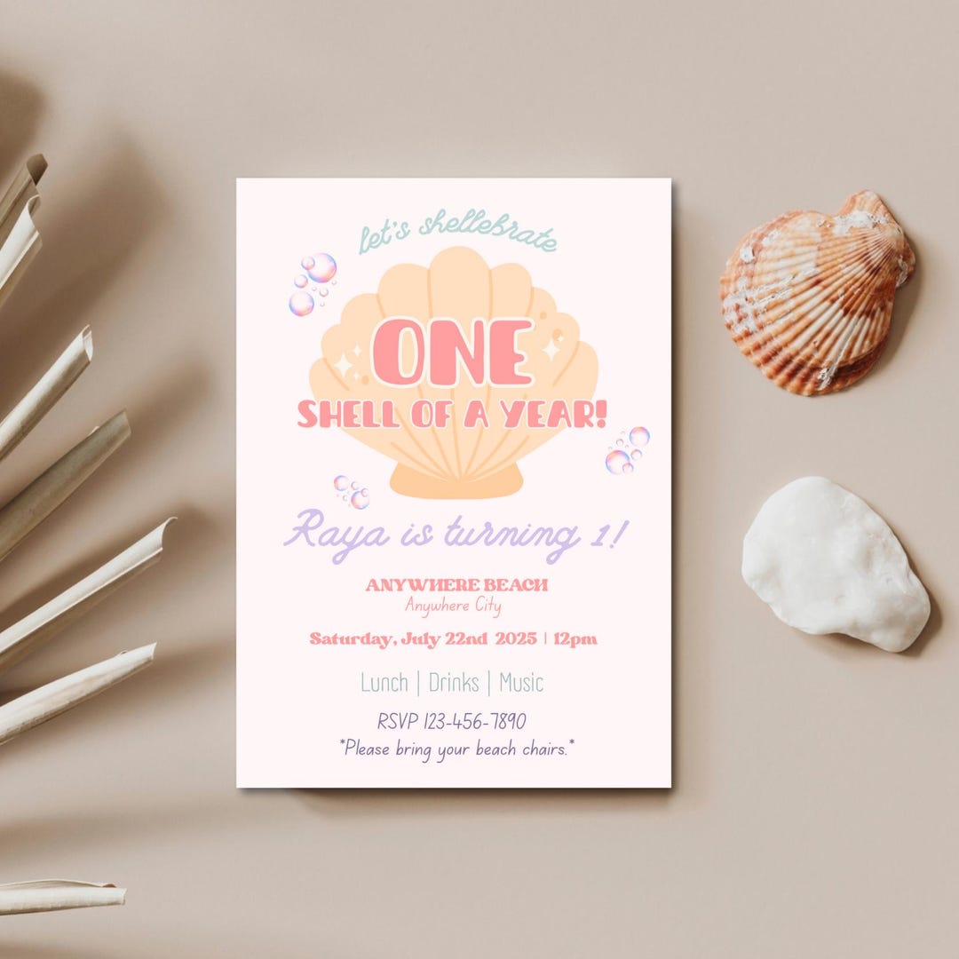 One Shell of a Year Editable Digital Invitation Template | Let's ...