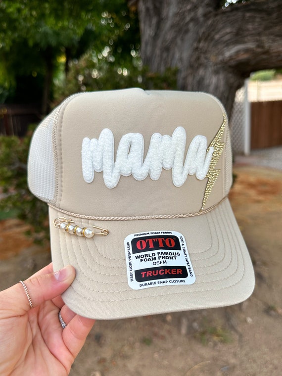 Mama Patch Trucker Hat With Gold Bling Lightening Bolt  display picture 3