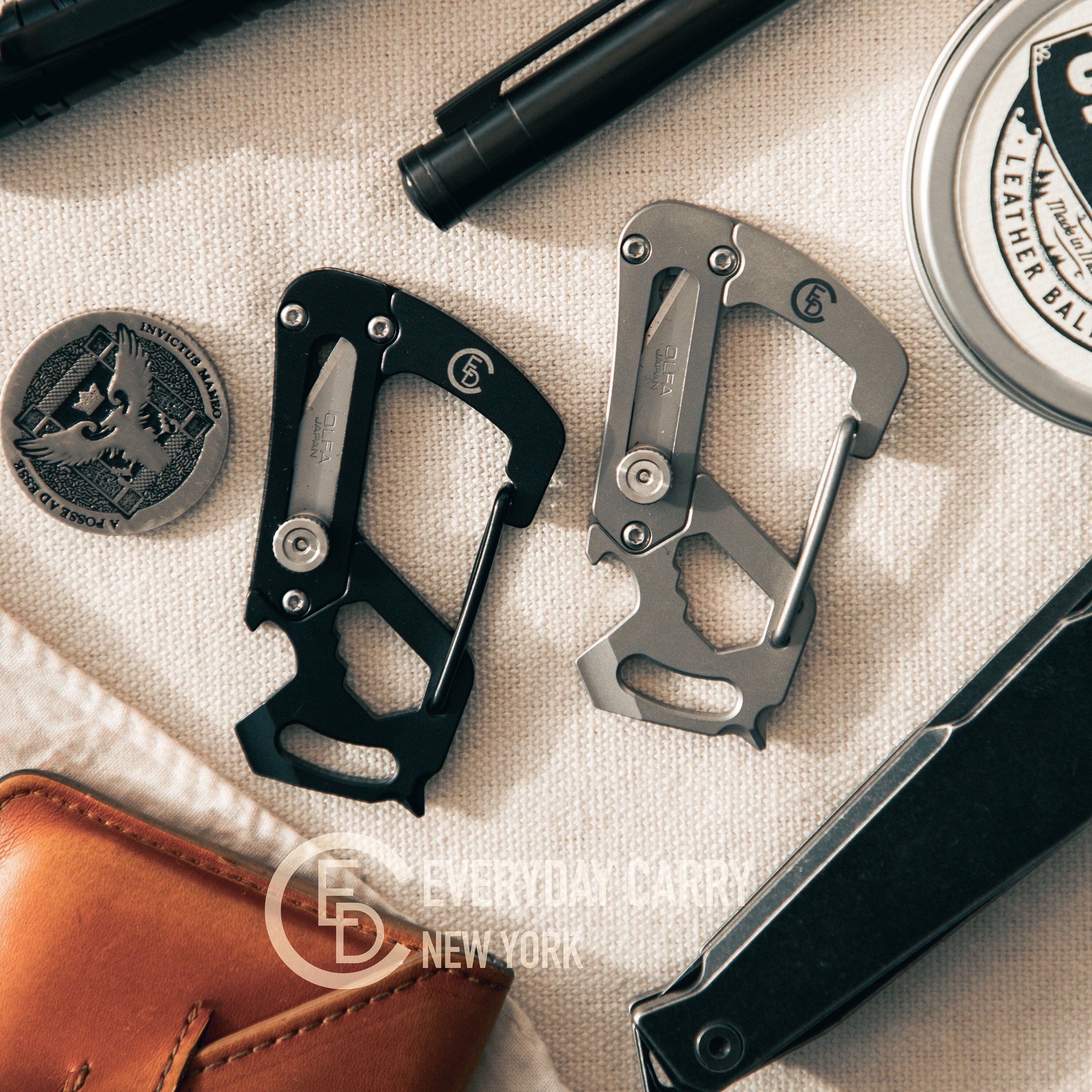 Carrybiner Titanium Carabiner Multi Tool With Utility Knife Minimalist