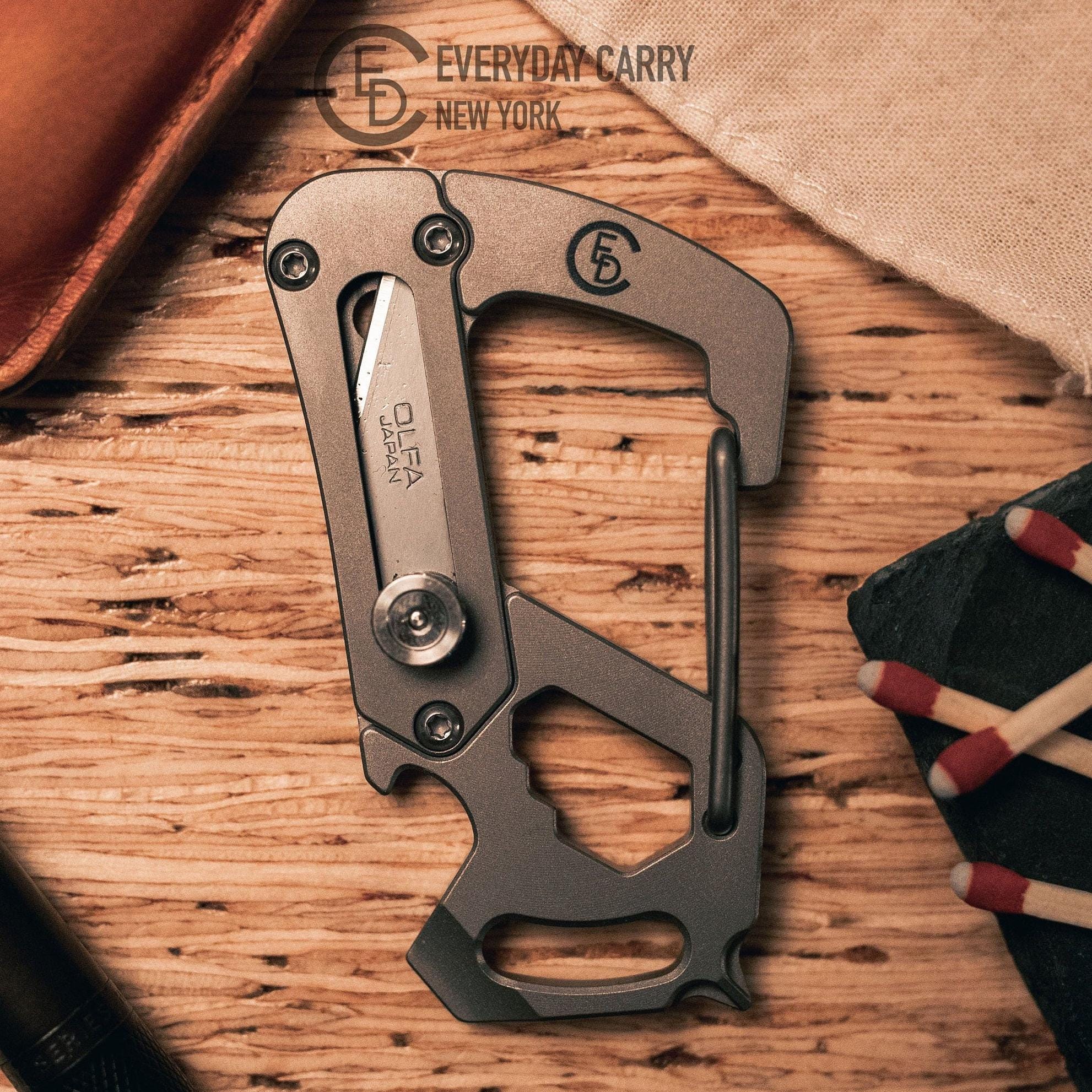 Tibitdeer Titanium Carabiner Keychain - 2 Pieces Bottle Opener Utility Quick Release Key Clip - Solid Ultra Lightweight Key Holder For