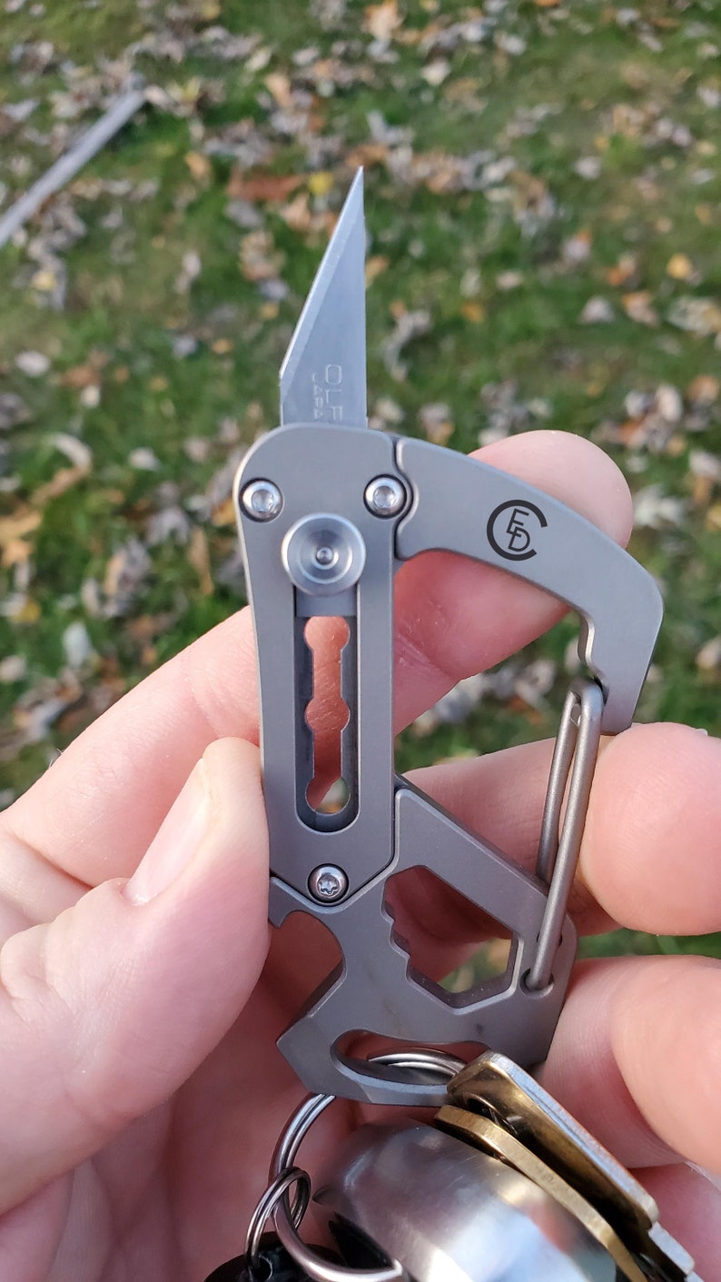 Carrybiner Titanium Carabiner Multi Tool With Utility Knife Minimalist