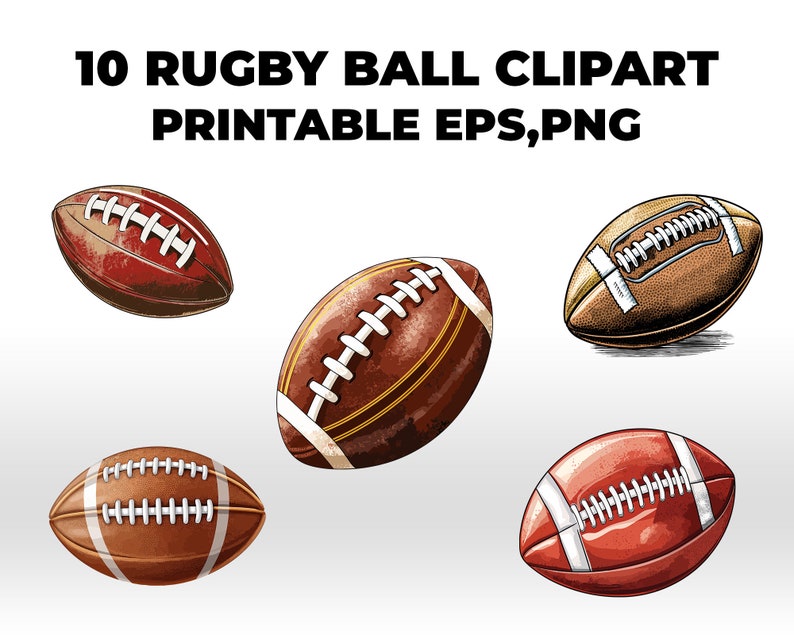 Rugby Ball Printable Clipart, Rugby World Cup France 2023 Printable Art