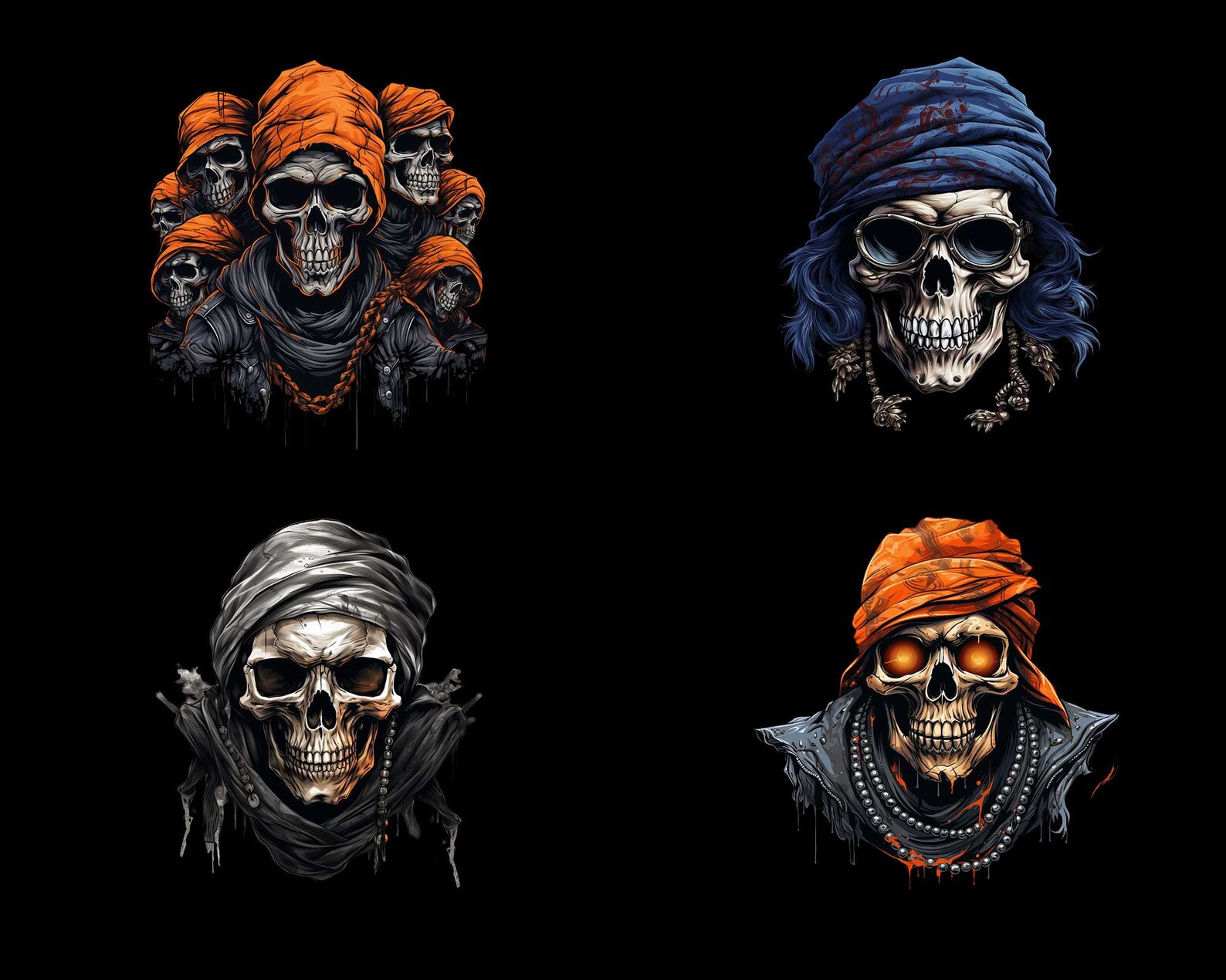 Skull Bandana Cool Png Clipart Skull Bandana Printable Png - Etsy