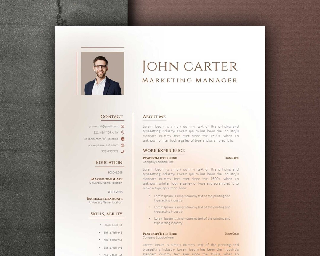 Professional Modern Resume Template, CV Template, Clean Simple Resume ...