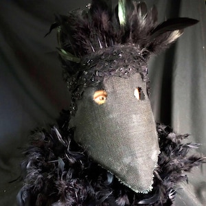 Plague Doctor - Raven Mask - Goth Raven Creepy Crow Mask - Halloween, Masquerade, Photo Props - Mask with beak, Feather Masks