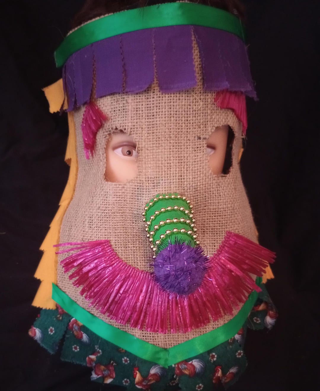 Cajun Mardi Gras Fringe Mask Masquerade Masks Carnival Masks Chicken ...