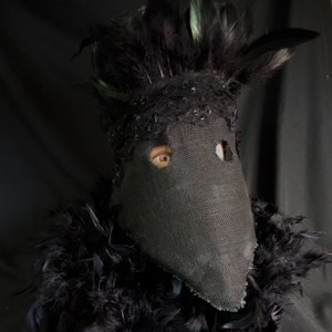 Plague Doctor - Raven Mask - Goth Raven Creepy Crow Mask - Halloween, Masquerade, Photo Props - Mask with beak, Feather Masks