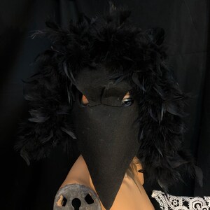 Plague Doctor - Raven Mask - Goth Raven Creepy Crow Mask - Halloween, Masquerade, Photo Props - Mask with beak, Feather Masks