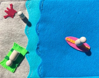 Beach Felt Play Mat: Small World Imaginative Playscape