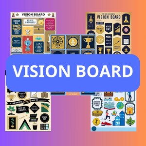 Vision Board Clip Art Images – Success & Achievement Theme | Printable PNGs for Goal Setting