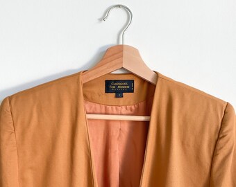 Vintage Classiques For Minikin Petites | 80's Ochre Color Blazer With Gold Buttons| 100% Rayon | Women's Size XS