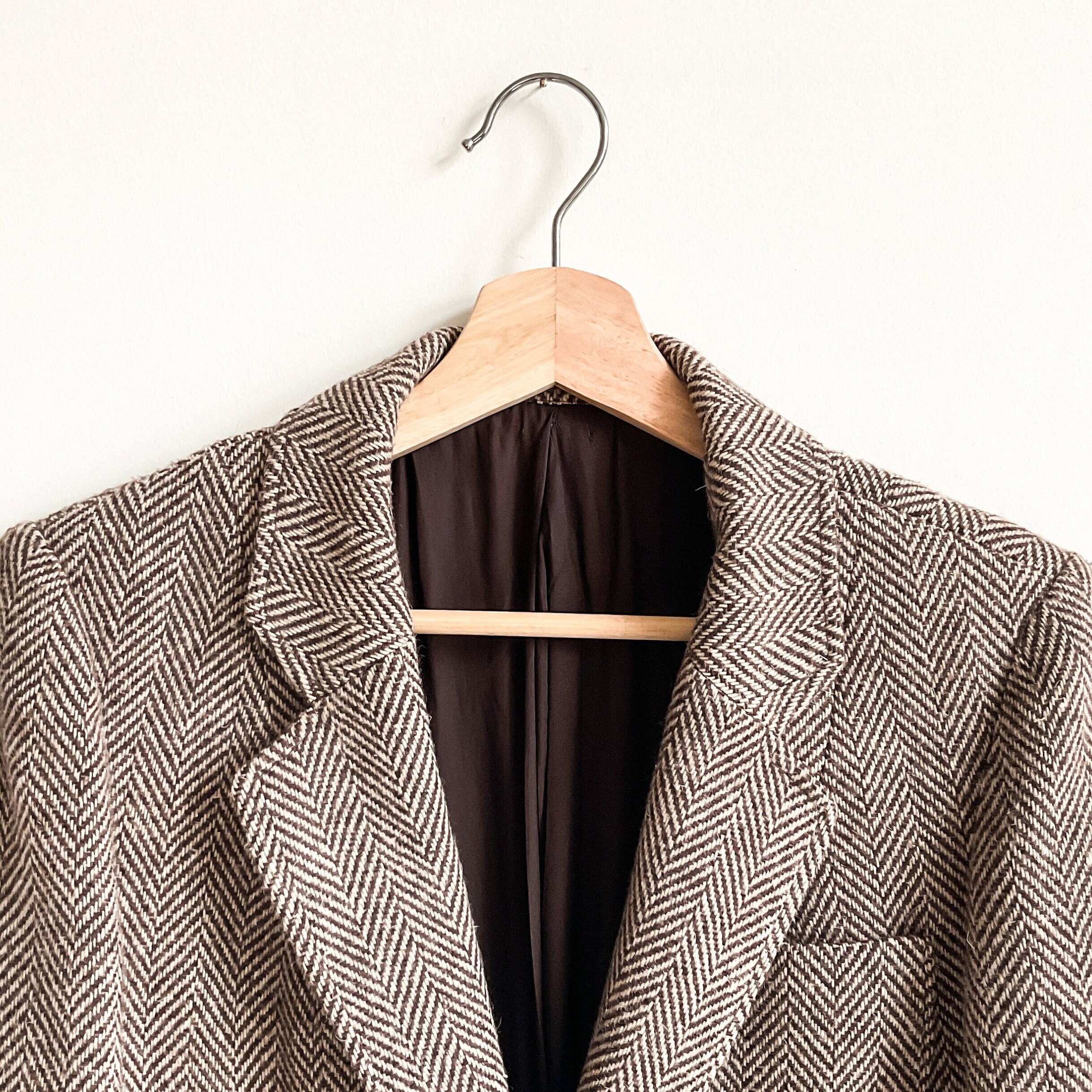 Womens Blazer Suit Wool Tweed Elbow Patch 1920s Vintage Classic