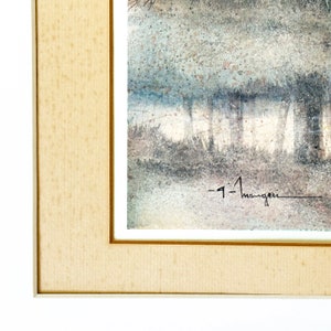 Vintage Print Signed by Artist A. Maugeri Brughiera d'inverno Moody Winter Landscape Painting Framed Modern Mid Century Decor image 4