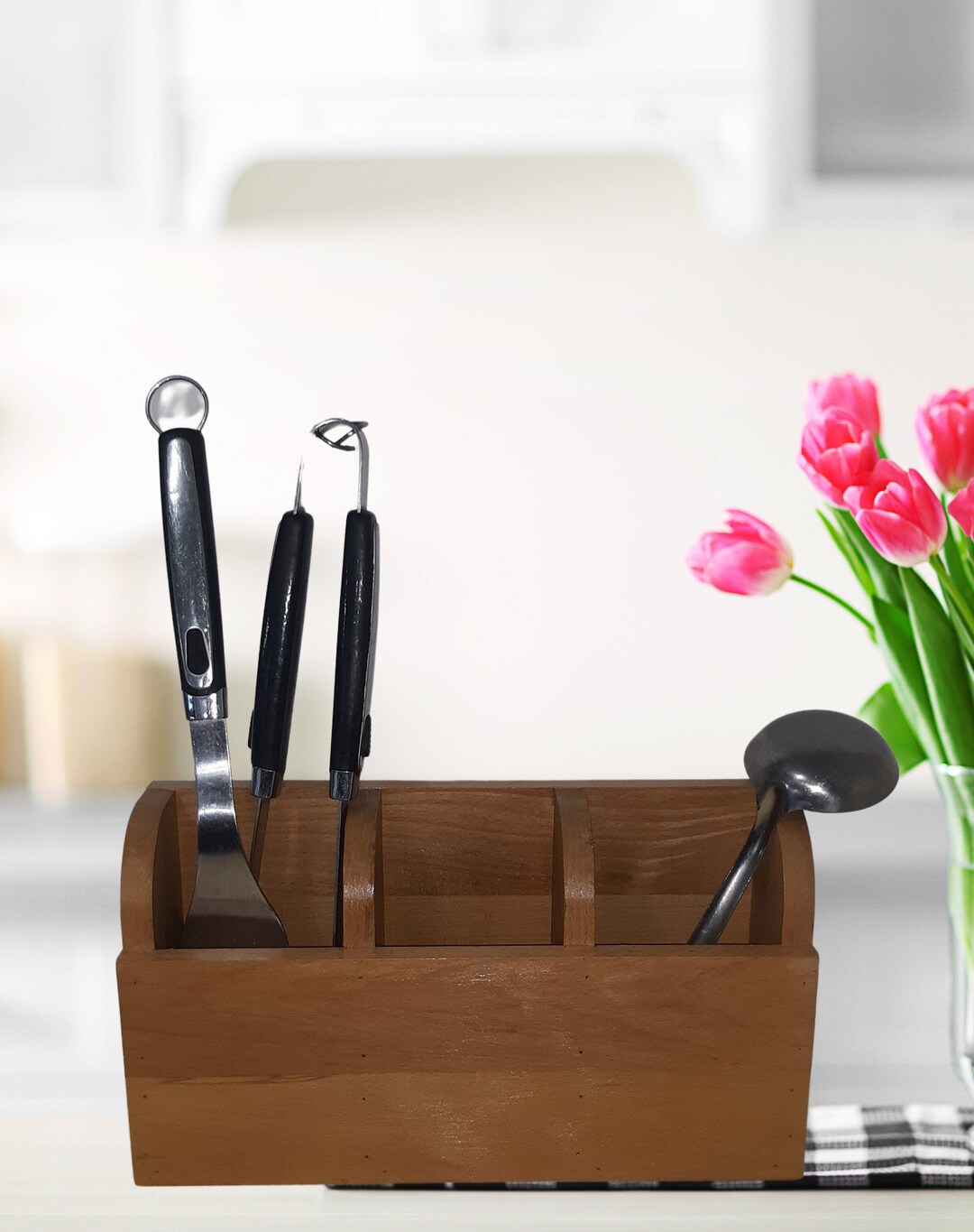 Cottage Core Utensil Organizer, Minimalist Kitchen Utensil Storage ...