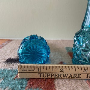 Indiana Glass Cobalt Blue Oil Vinegar Mini Cruet Apothecary Jars with Stopper and Handle image 5