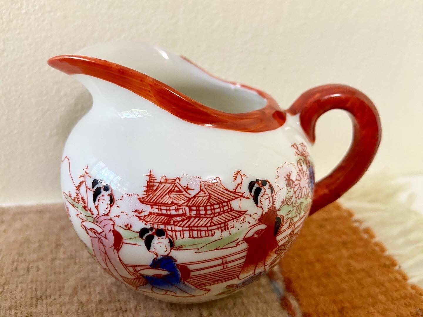 Vintage Japanese Eggshell Porcelain Kutani Geisha Girl Tea Set