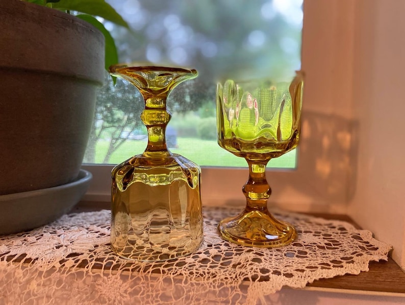 Vintage Amber Small Dessert/wine Glasses Etsy