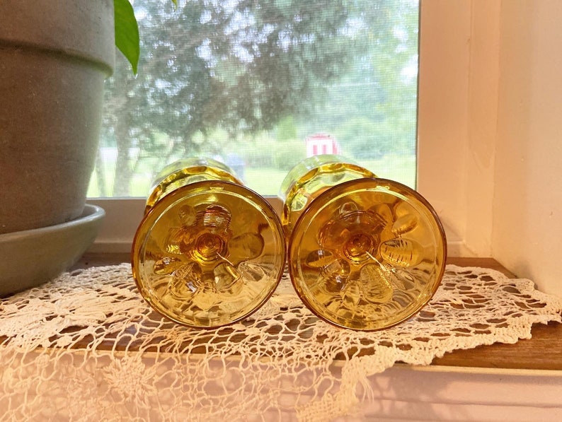 Vintage Amber Small Dessert/wine Glasses Etsy