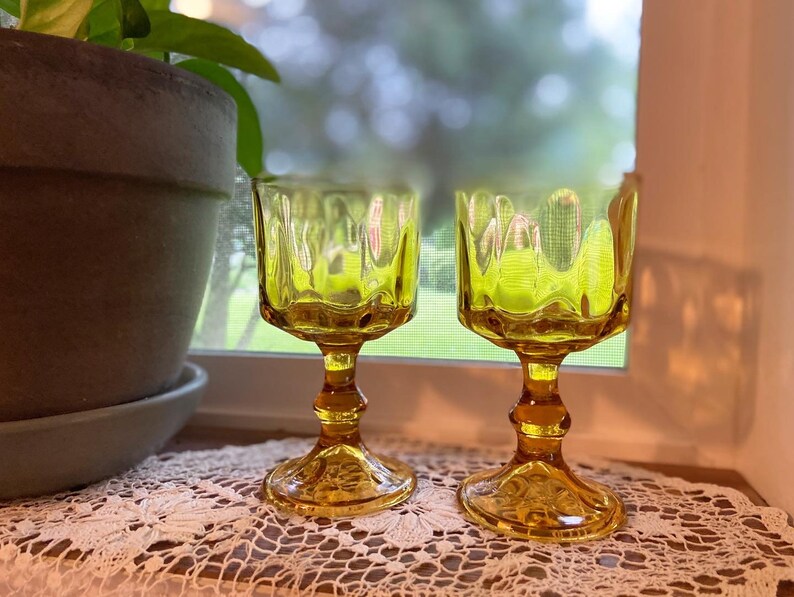 Vintage Amber Small Dessert/wine Glasses Etsy