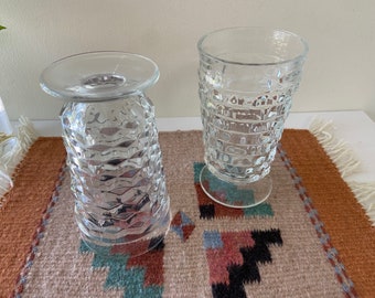 Vintage Indiana Glass Colony Whitehall Clear Iced Tea Footed Glasses - Pair