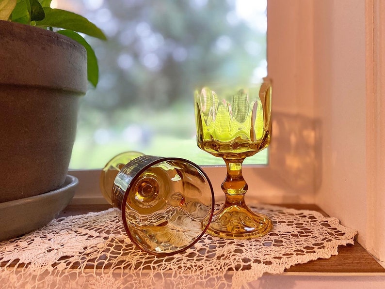 Vintage Amber Small Dessert/wine Glasses Etsy